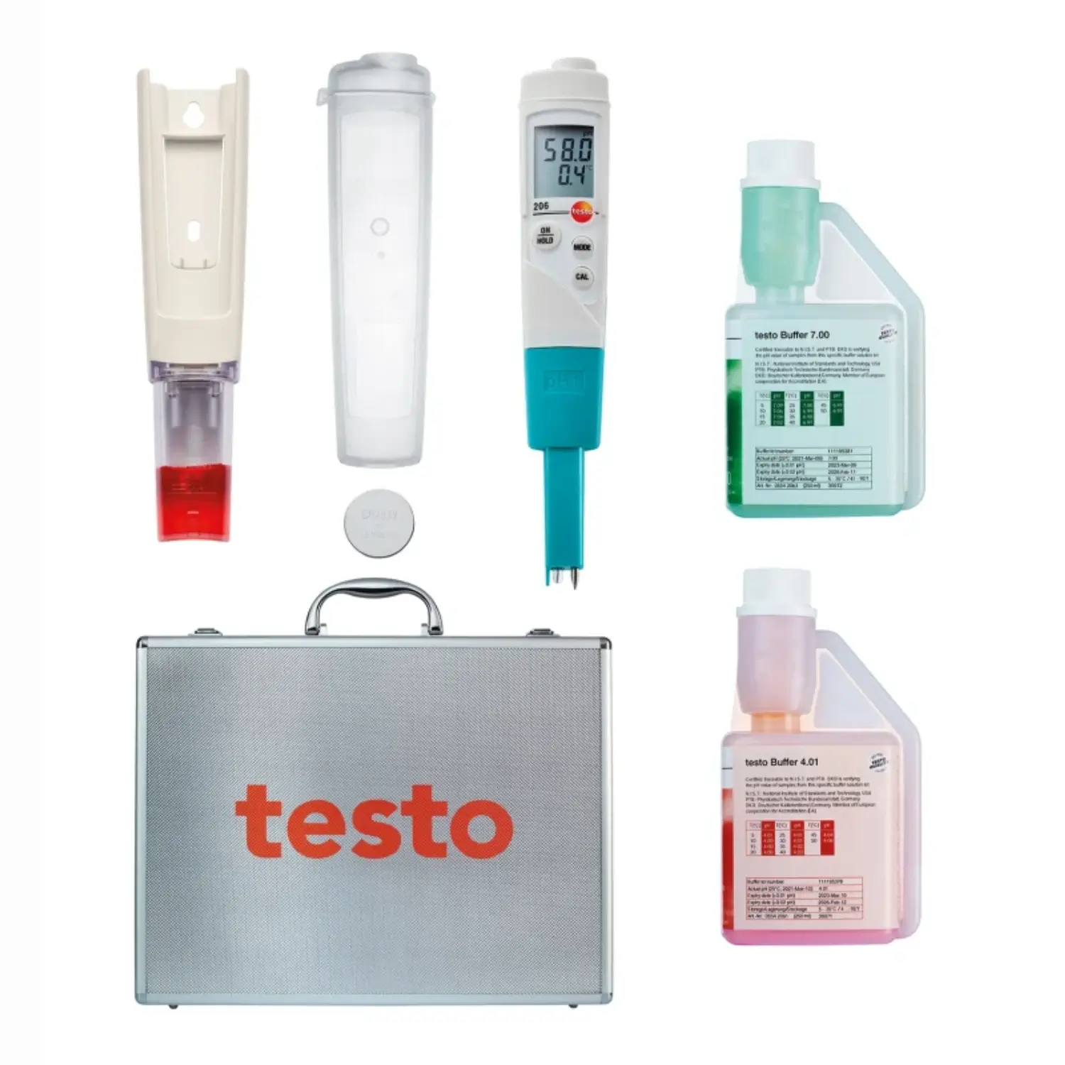 Bộ thiết bị đo pH/nhiệt độ chất lỏng - testo 206-pH1 starter set