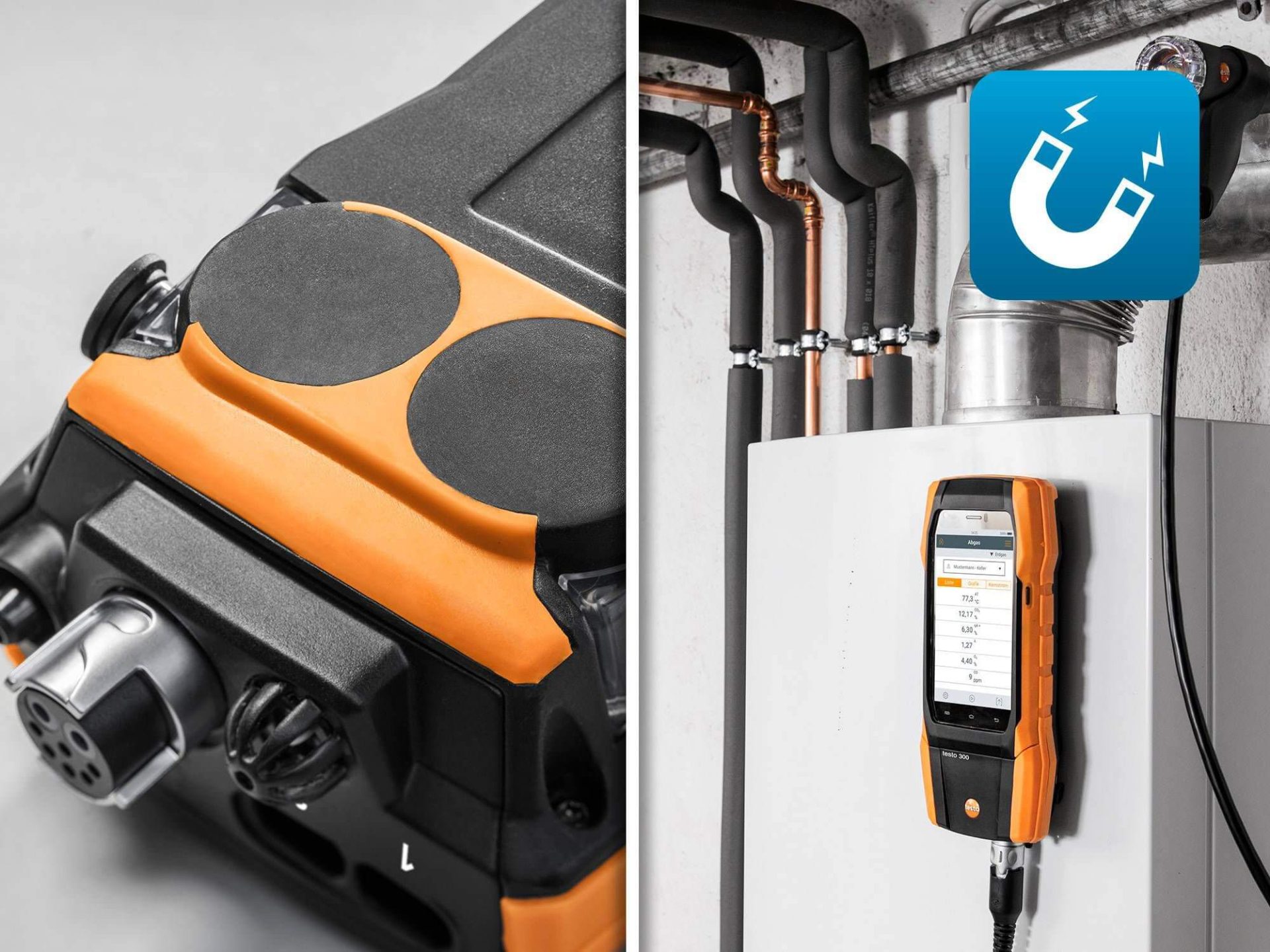 Nam châm tích hợp trên thiết bị testo 300