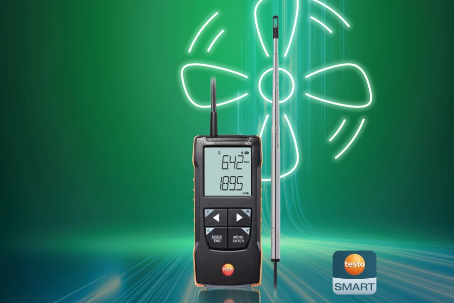 Máy đo vận tốc lưu lượng đầu đo dạng sợi nhiệt từ Testo cho HVACR